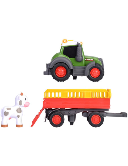 S204115011,Tractor Simba ABC Fendt Animal Trailer 30 cm cu lumini, sunete, remorca si figurina
