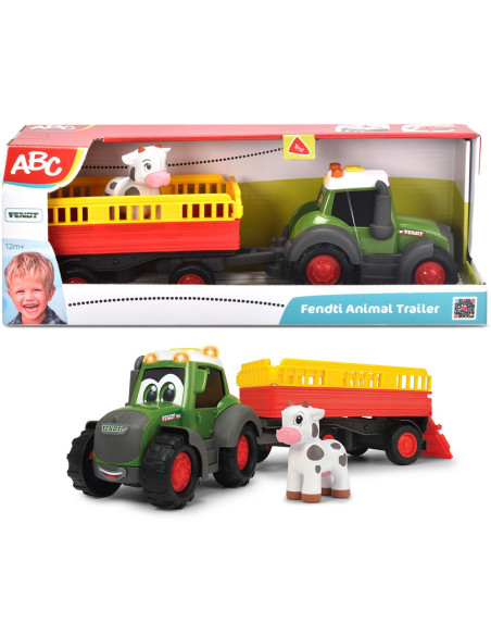 S204115011,Tractor Simba ABC Fendt Animal Trailer 30 cm cu lumini, sunete, remorca si figurina