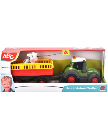 S204115011,Tractor Simba ABC Fendt Animal Trailer 30 cm cu lumini, sunete, remorca si figurina