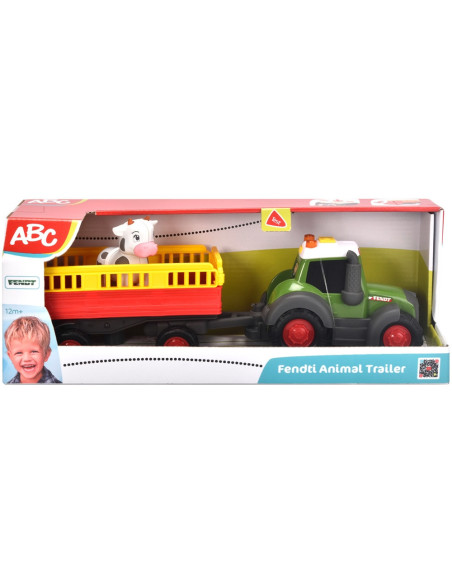 S204115011,Tractor Simba ABC Fendt Animal Trailer 30 cm cu lumini, sunete, remorca si figurina