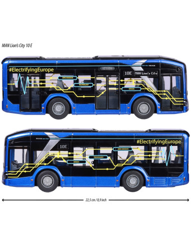 S213743008,Autobuz Majorette MAN Lion's City 10 E 22,5 cm cu lumini si sunete