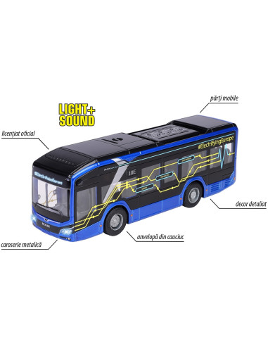S213743008,Autobuz Majorette MAN Lion's City 10 E 22,5 cm cu lumini si sunete