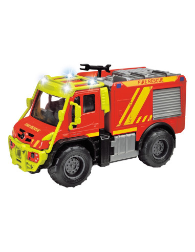 S213712003038,Masina de pompieri Majorette Mercedes Unimog U530 Fire Truck 13 cm cu lumini si sunete