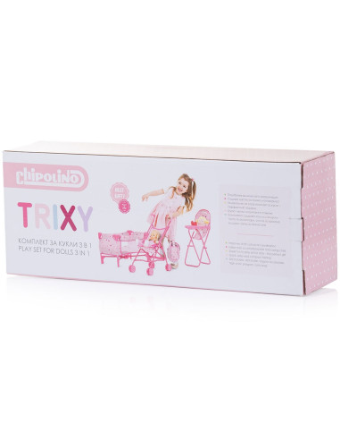 KZKTR02403UN,Set jucarii pentru papusi Chipolino Trixy 3 in 1 unicorn