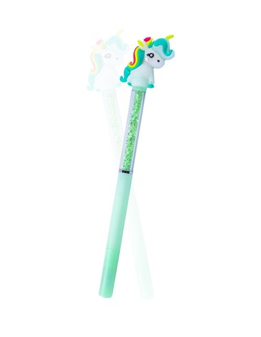 Pix cu gel si diamante, Motiv Unicorn, Verde