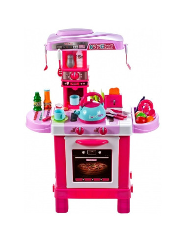 VV-008-939,Bucatarie Pentru Fetite Malplay Cu Electrocasnice Ceainic Si Accesorii Lumini Si Sunete