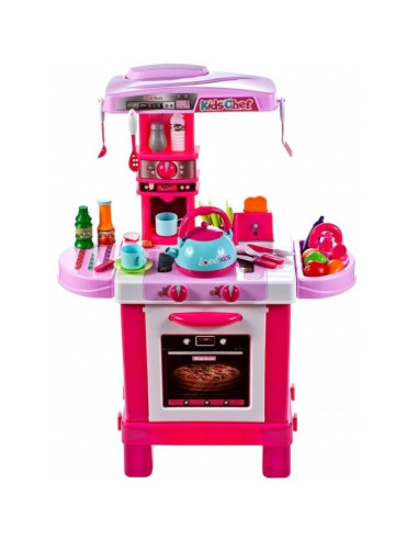 VV-008-939,Bucatarie Pentru Fetite Malplay Cu Electrocasnice Ceainic Si Accesorii Lumini Si Sunete