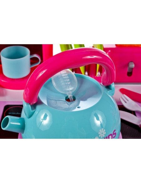 VV-008-939,Bucatarie Pentru Fetite Malplay Cu Electrocasnice Ceainic Si Accesorii Lumini Si Sunete
