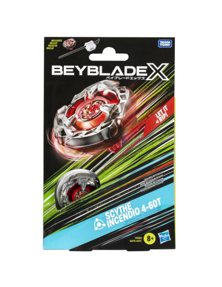 G0175_F9583,Beyblade X Let It Rip Set Lansator Si Roata Scythe Incendio 4-60t