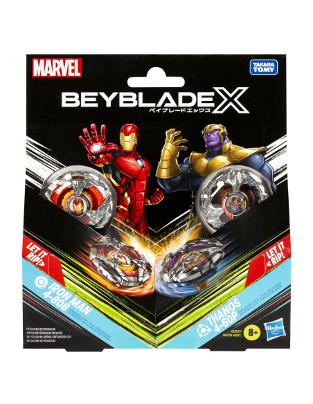 G0278_G0287,Beyblade X Marvel Set Duo Iron Man 4-80b Si Thanos 4-60p