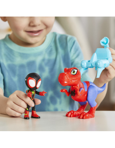 F9482_G0124,Spidey Si Prietenii Marvel Dino Webs Spidey Rex Si Miles Spin Morales