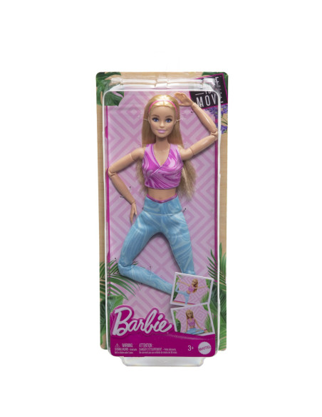 MTFTG80_HRH27,Papusa Barbie Made To Move Blonda Cu Top Roz