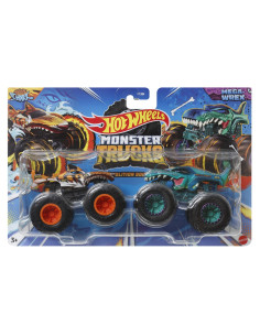 MTFYJ64_HWN63,Hot Wheels Monster Truck Set 2 Masini Tiger Shark Si Mega Wrex Scara 1 La 64