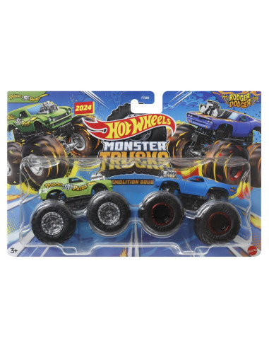 MTFYJ64_HWN70,Hot Wheels Monster Truck Set 2 Masini Rodger Dodger Si Poison Pinta Scara 1 La 64