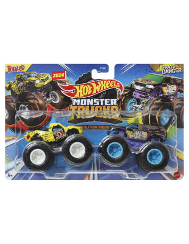 MTFYJ64_HWN57,Hot Wheels Monster Truck Set 2 Masini Totaled Si Crate Danger Scara 1 La 64