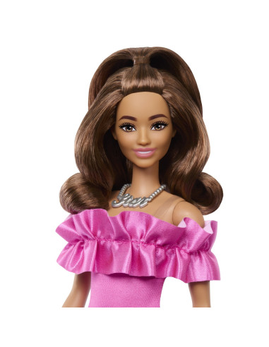 MTHRH15,Papusa Barbie Fashionista Satena Cu Rochie Roz