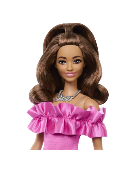 MTHRH15,Papusa Barbie Fashionista Satena Cu Rochie Roz