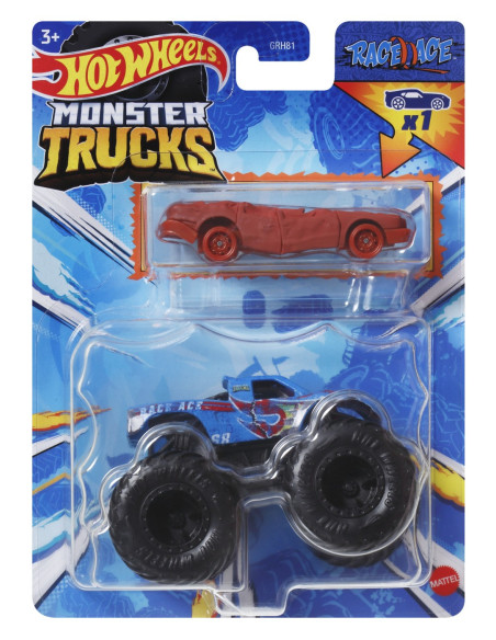 MTGRH81_HWN38,Hot Wheels Monster Truck Si Masinuta Metalica Race Ace