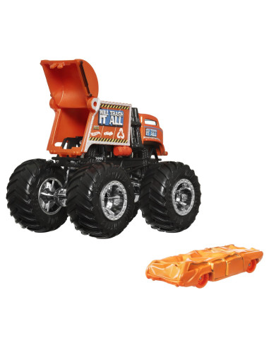 MTGRH81_HWN46,Hot Wheels Monster Truck Si Masinuta Metalica Will Trash It All