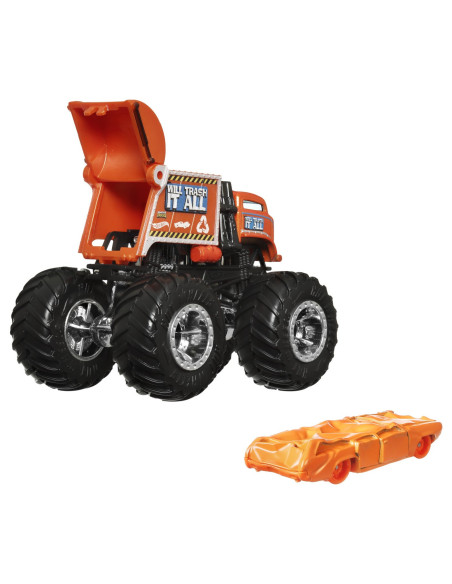MTGRH81_HWN46,Hot Wheels Monster Truck Si Masinuta Metalica Will Trash It All