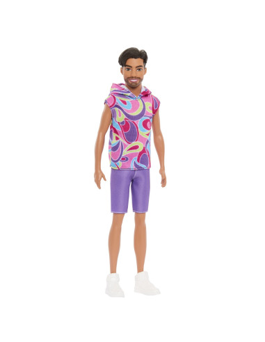 MTDWK44_HRH26,Barbie Papusa Baiat Fashionistas Brunet Cu Barba Si Tricou Cu Gluga