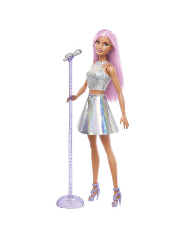 MTJCW42,Barbie Papusa Barbie You Can Be Set Barbie Star Pop Si Microfon