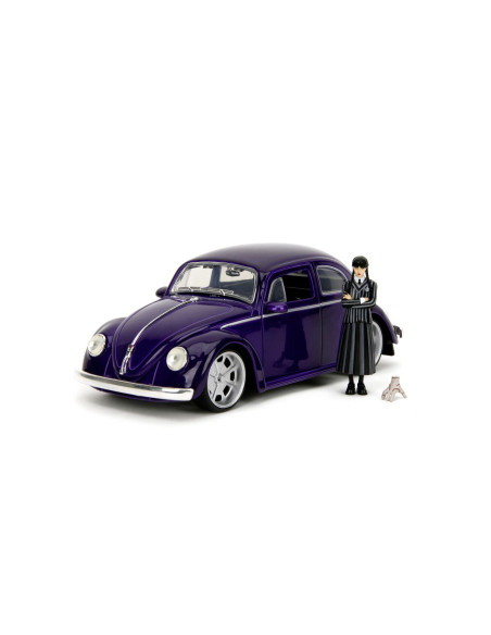 VV-253255076,Jada Wednesday Set Masinuta Metalica Volkswagen Beetle 1:24 Si Figurina Metalica Wednesday 7cm