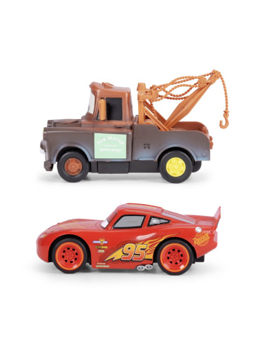 VV-203084036,Jada Cars Set 2 Masinute Cu Telecomanda Fulger Mcqueen Si Mater Scara 1:32