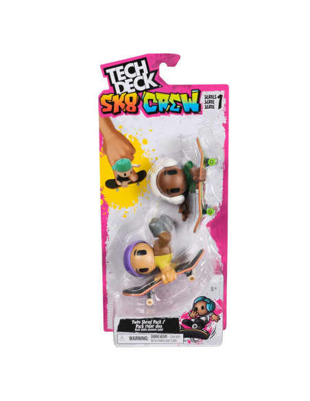 VV-6071061_20148774,Tech Dech Sk8 Crew Pachet 2 Seturi Placa Si Figurina 9.6cm Casca Mov Si Casti Albe