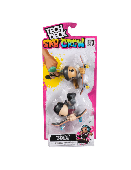 VV-6071061_20148777,Tech Dech Sk8 Crew Pachet 2 Seturi Placa Si Figurina 9.6cm Sapca Neagra Si Casca Neagra