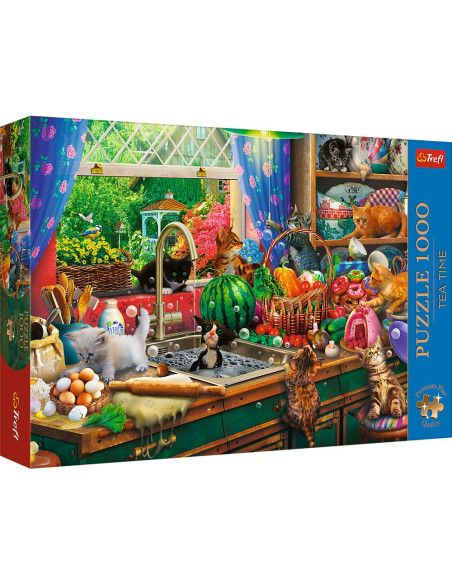 VV-10839,Puzzle Trefl 1000 Premium Plus Tea Time Pisici Nazdravane