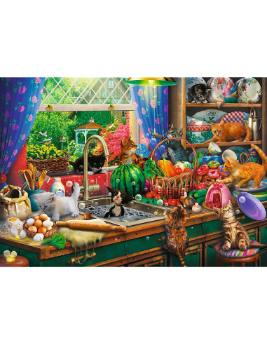VV-10839,Puzzle Trefl 1000 Premium Plus Tea Time Pisici Nazdravane