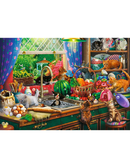 VV-10839,Puzzle Trefl 1000 Premium Plus Tea Time Pisici Nazdravane