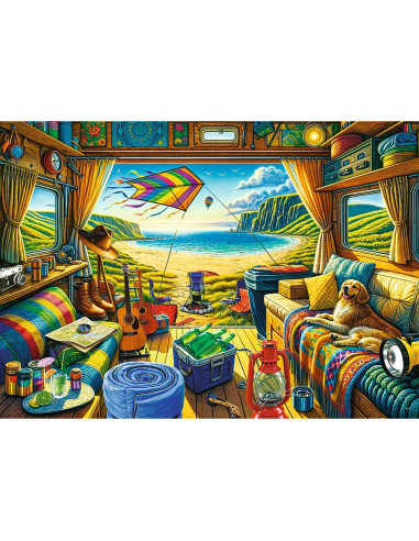 VV-10851,Puzzle Trefl 1000 Premium Plus Tea Time Calatorie Cu Caravana