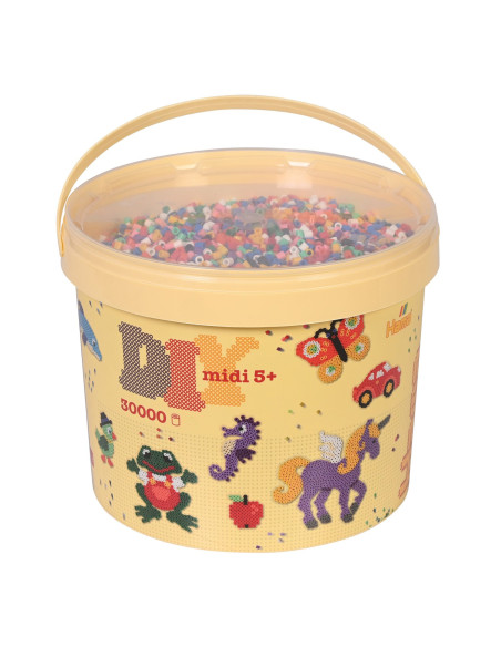 Ha181-00,Galeata cu 30000 margele de calcat Hama midi mix de 10 culori uzuale (mix-00)