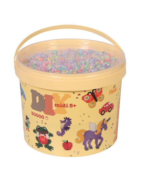 Ha181-50,Galeata cu 30000 margele de calcat Hama midi mix de 10 culori pastel (mix-50)