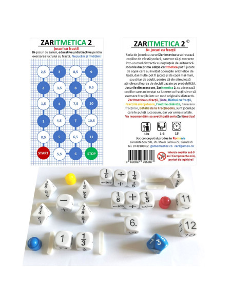 ROB-40253,Joc educativ cu zaruri, Zaritmetica 2, fractii