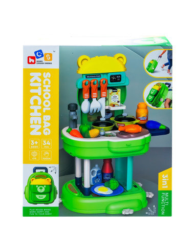 ROB-689-38,Play set bucatarie, in ghiozdanel, 34 piese