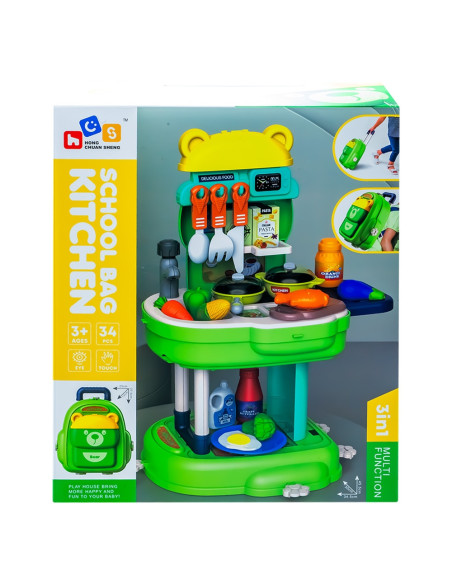 ROB-689-38,Play set bucatarie, in ghiozdanel, 34 piese