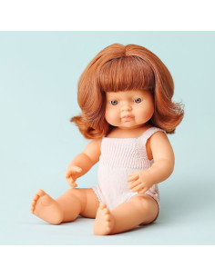 ML31280,Papusa educativa 38 cm Fetita roscata, in salopeta roz, corp parfumat 2