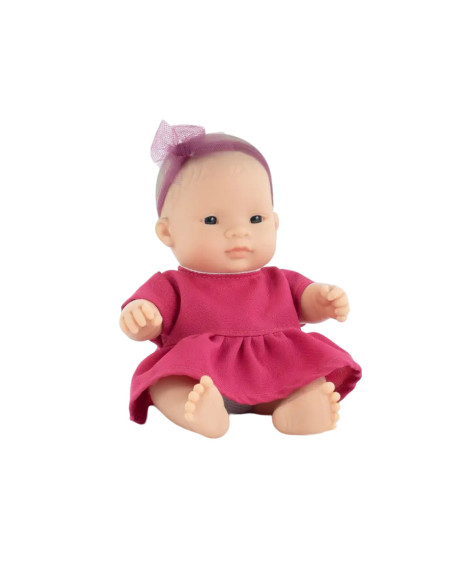 ML33004,Papusa bebelus fetita asiatica 21 cm in rochita, corp parfumat, colectia My Friends and Me