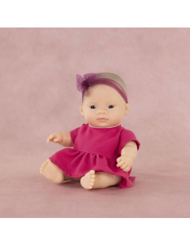 ML33004,Papusa bebelus fetita asiatica 21 cm in rochita, corp parfumat, colectia My Friends and Me