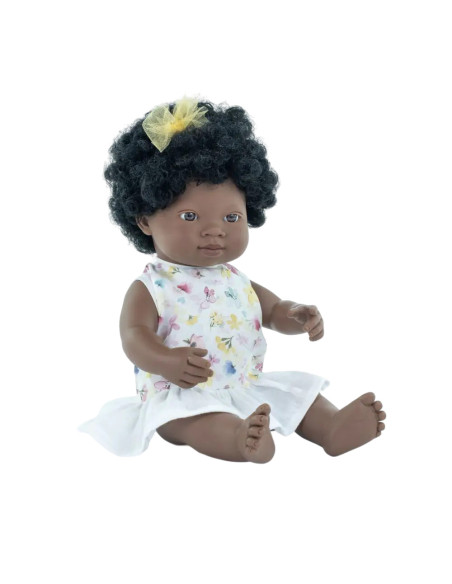 ML33207,Papusa fetita africana 38 cm in rochita, corp parfumat, colectia My Friends and Me