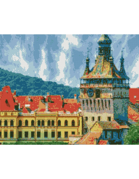 Goblen cu Diamante patrate, 40x50 cm, Turnul cu Ceas din Sighișoara, GBN-511