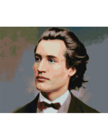 GBN494_4050,Goblen cu Diamante patrate, 40x50 cm, Mihai Eminescu, GBN-494