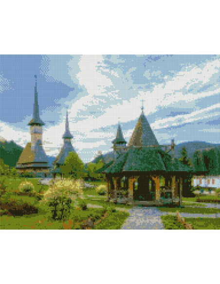 GBN482_4050,Goblen cu Diamante patrate, 40x50 cm, Mănăstirea B&acircrsana, GBN-482