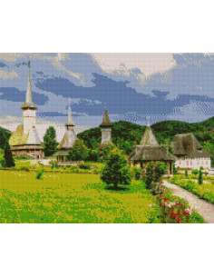 GBN481_4050,Goblen cu Diamante patrate, 40x50 cm, Mănăstirea B&acircrsana, GBN-481 2