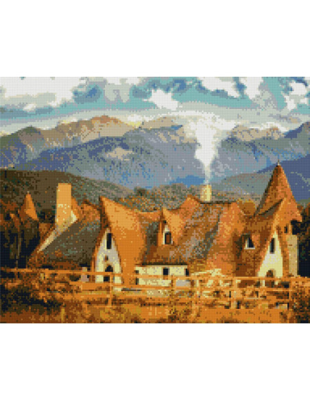 GBN464_4050,Goblen cu Diamante patrate, 40x50 cm, Castelul de Lut Valea Z&acircnelor Sibiu, GBN-464