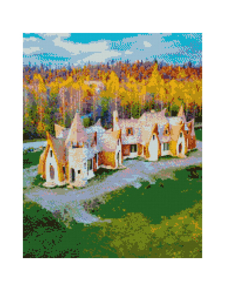 GBN463_4050,Goblen cu Diamante patrate, 40x50 cm, Castelul de Lut Valea Z&acircnelor Sibiu, GBN-463