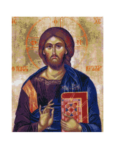 GBN330_4050,Goblen cu Diamante patrate, 40x50 cm, Iisus Hristos, GBN-330
